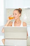 Healthy woman using laptop