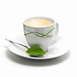stevia plant and coffee cup decorative background