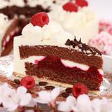 Cream tart with raspberries