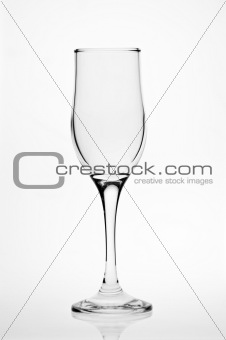 Empty transparent wine glass on white