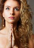 Young Blonde Woman Praying