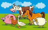 Group of cartoon farm animals