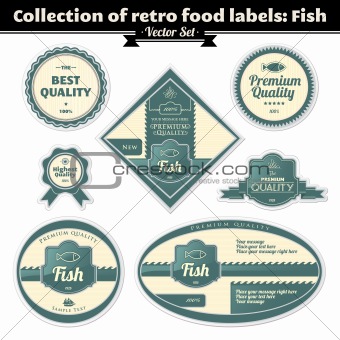 Collection Of Retro Food Labels. Fish