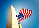 Flying US Flag At Washington Monument
