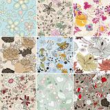 set of seamless floral background