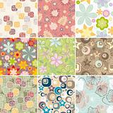 set of seamless floral pattern