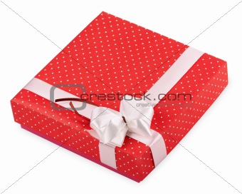 Red gift box with ribbon