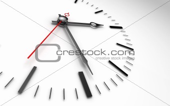 time clock closeup on whte 