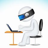 3d Man working on Laptop in Vector