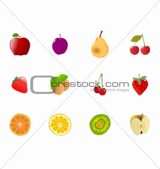 The big set of the different fruits