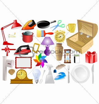 the big set of the different home related objects