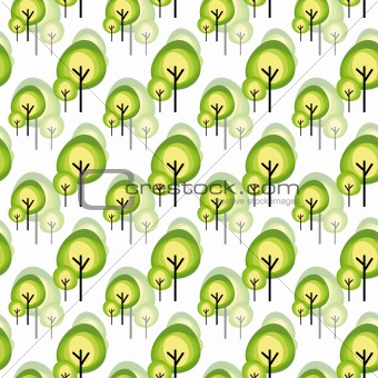 Abstract green tree seamless pattern