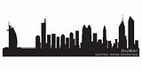 Dubai, Emirates skyline. Detailed vector silhouette