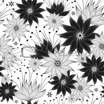 Repeating white-black floral pattern