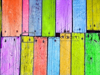 Colorful wood board nailed