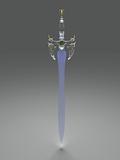Ancient crystal sword at dimmed light