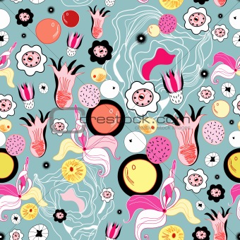 floral background with fruit