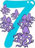 number seven and 7 octopuses