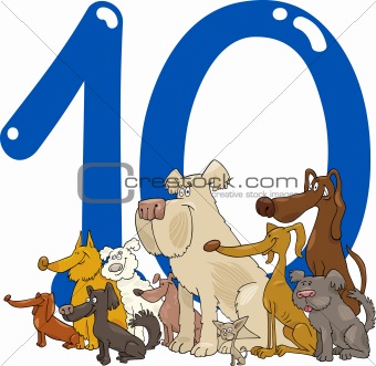 number ten and 10 dogs