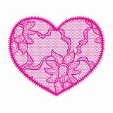 Lace heart pink applique