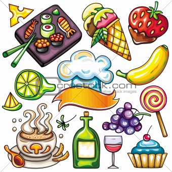 Set of ready-to-eat food icons part 3