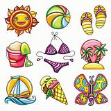 Set of 9 summer and beach icons