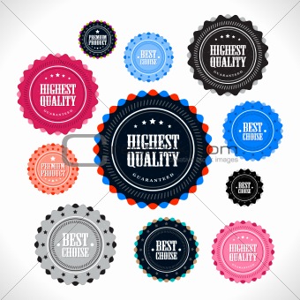 Collection of vintage style premium quality badges