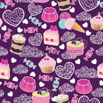 Sweet cute valentine desserts pattern