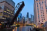 Chicago downtown riverside.