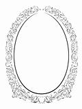 calligraphy penmanship oval baroque frame black isolated