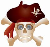 Skull with Pirate Hat Illustration