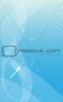 blue abstract background with a dragonfly