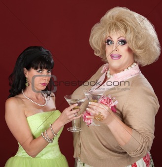 Drag Queen And Woman With Martini