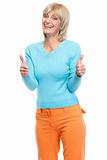 Middle age woman showing thumbs up
