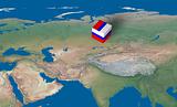 Location of Russia over the map