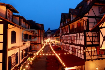Night view, French-themed Village.