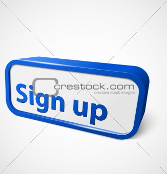 Blue abstract shiny banner sign up. Vector illustration