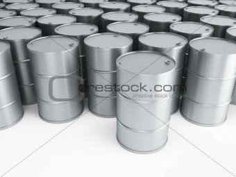 silver oil barrels