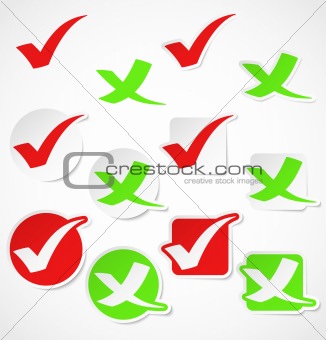 Set of check mark stickers. Vector illustration