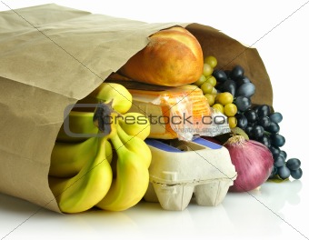 paper bag with groceries 