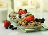 healthy breakfast with cereal and fruits