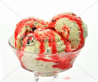 cookies' ice cream with strawberry topping 