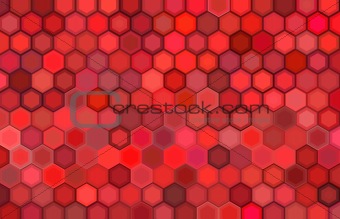 abstract 3d render hexagon backdrop in red colors 