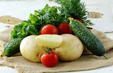 Fresh new potatoes and vegetables