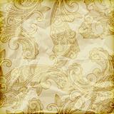 vector seamless paisley pattern  on crumpled golden foil texture