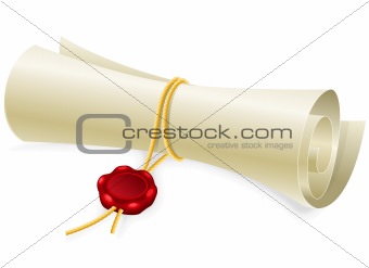 Scroll paper with seal of sealing wax