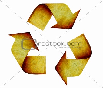 Icon recycle retro brown symbol abstract, isolated background wh