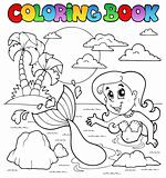 Coloring book ocean and mermaid 2