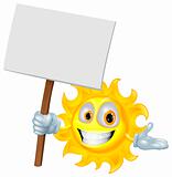 Sun character holding a sign board
