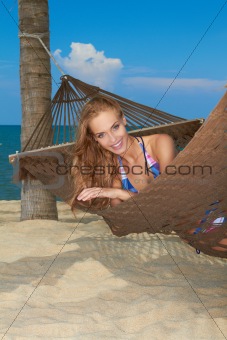 Woman enjoying a tropical getaway